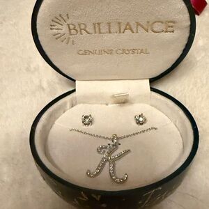 K necklace with stud earrings